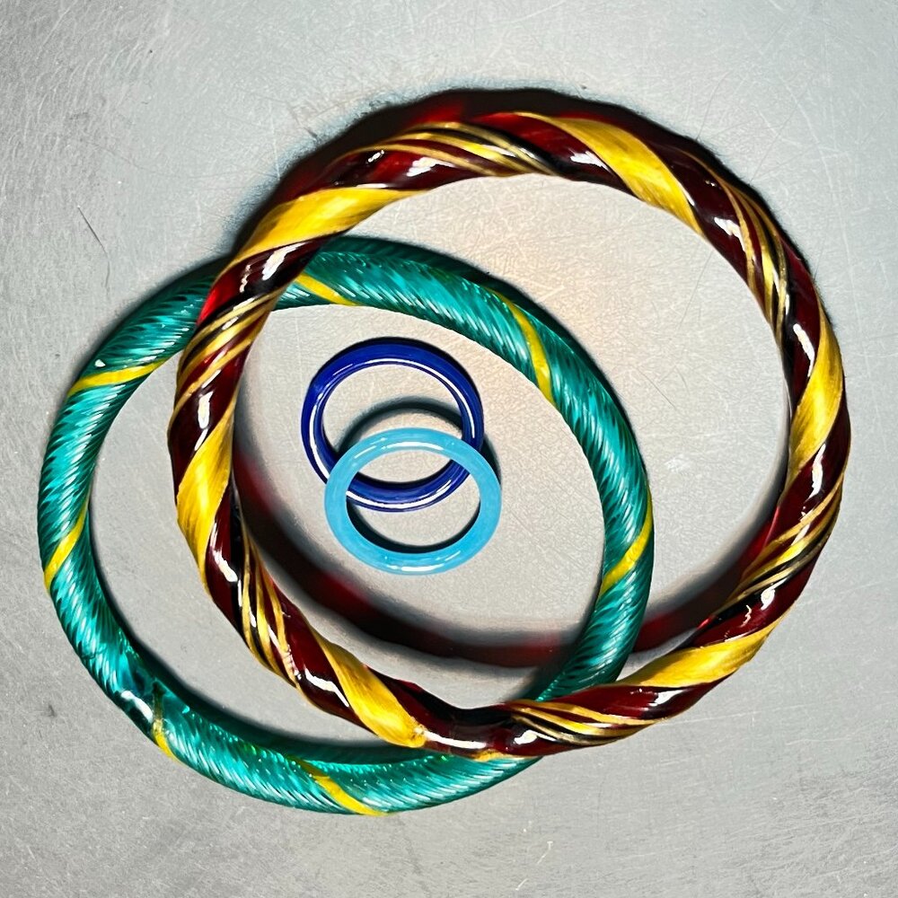 Colorful Vintage Glass Bracelets and Rings